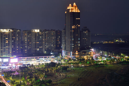 湛江金沙湾城市风光夜景