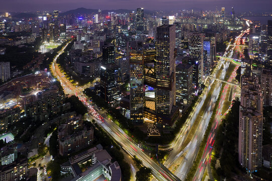 深圳南山高新园航拍风光夜景