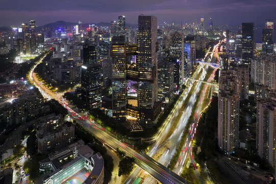 深圳南山高新园航拍风光夜景