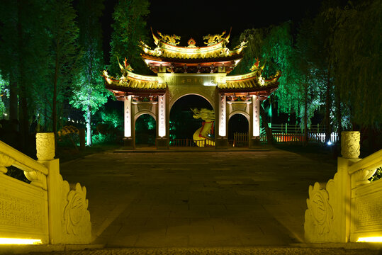 山东枣庄台儿庄古城夜景