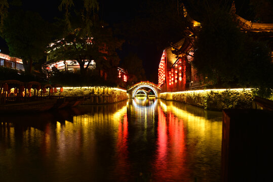 山东枣庄台儿庄古城夜景