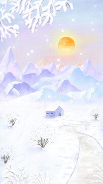 治愈系插畫日出