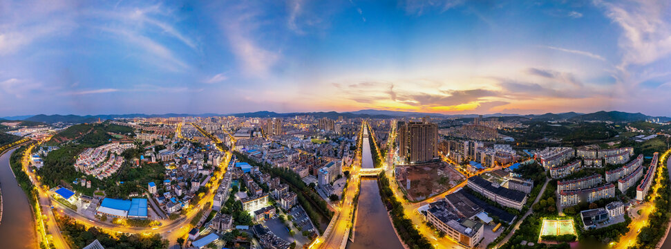 楚雄城市航拍夜景