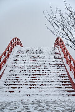 中国开封七盛角水系冬天雪景