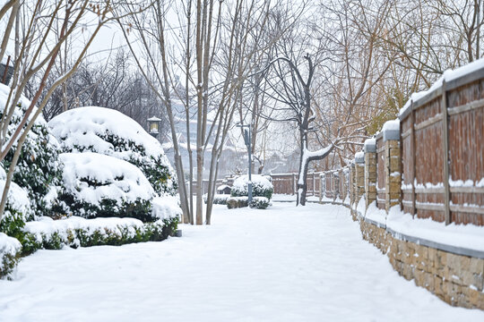 中国开封七盛角水系冬天雪景