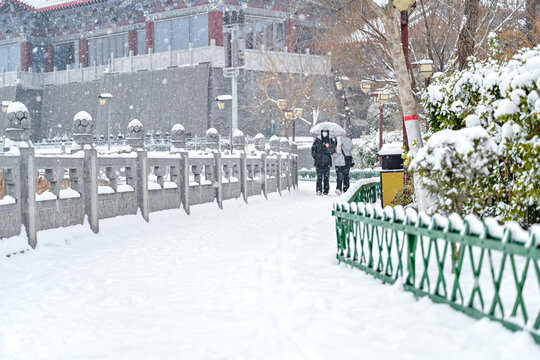 中国开封七盛角水系冬天雪景