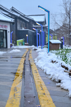 中国开封七盛角水系冬天雪景