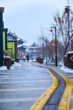 中国开封七盛角水系冬天雪景