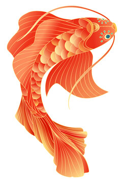 年年有魚錦鯉矢量插畫元素