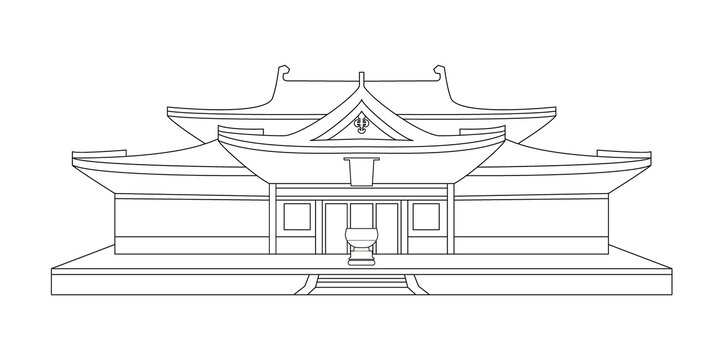 手繪建筑正定隆興寺線稿