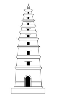 手绘建筑正定须弥塔线稿