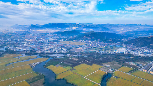 水乡绍兴航拍田野