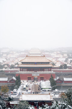 北京古建雪景故宫冬季雪景