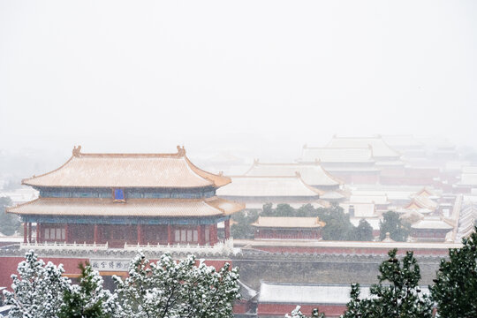 北京古建雪景故宫冬季雪景