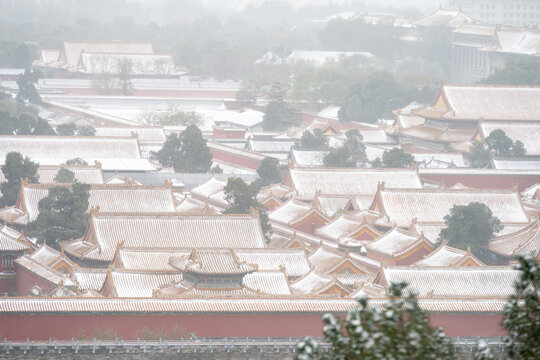 北京古建雪景故宫冬季雪景
