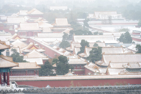 北京古建雪景故宫冬季雪景