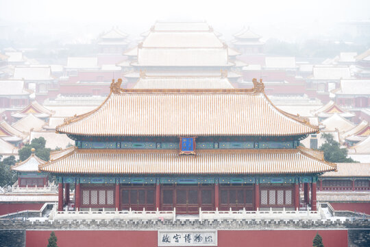 北京古建雪景故宫冬季雪景