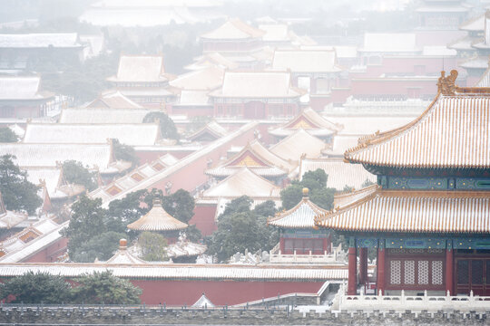 北京古建雪景故宫冬季雪景