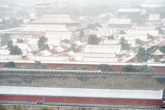 北京古建雪景故宫冬季雪景