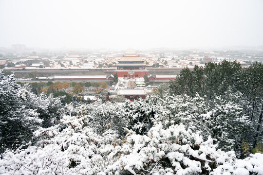 北京古建雪景故宫冬季雪景