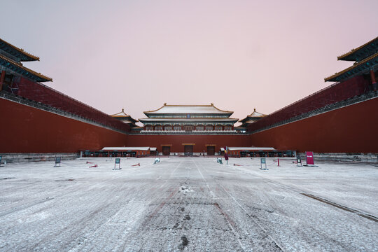 北京古建雪景故宫冬季雪景