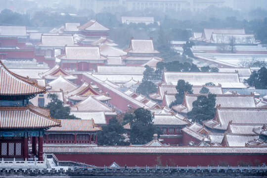 北京古建雪景故宫冬季雪景