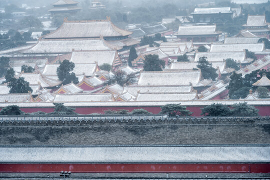 北京古建雪景故宫冬季雪景