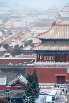 北京古建雪景故宫冬季雪景