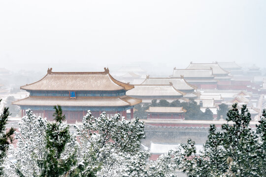 北京古建雪景故宫冬季雪景