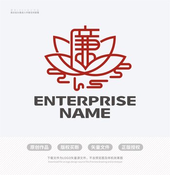 汉字廉荷花LOGO标志设计