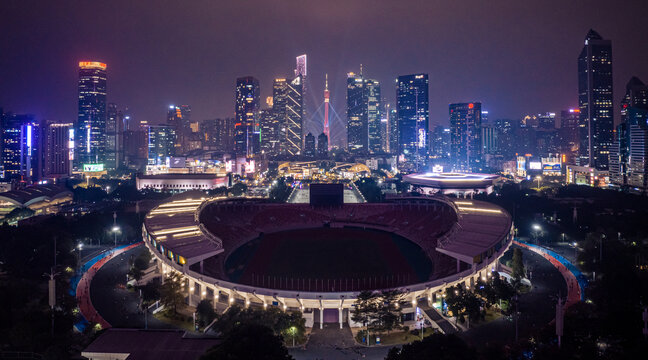 广州天际线夜景全景