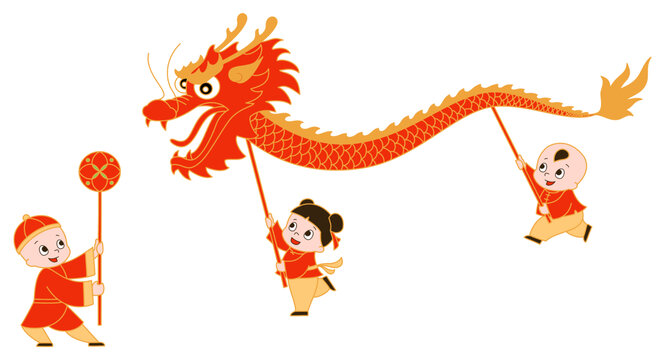 中國風新年舞龍海報素材