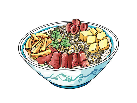 南京鴨血粉絲湯插畫