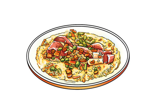 新疆手抓飯插畫