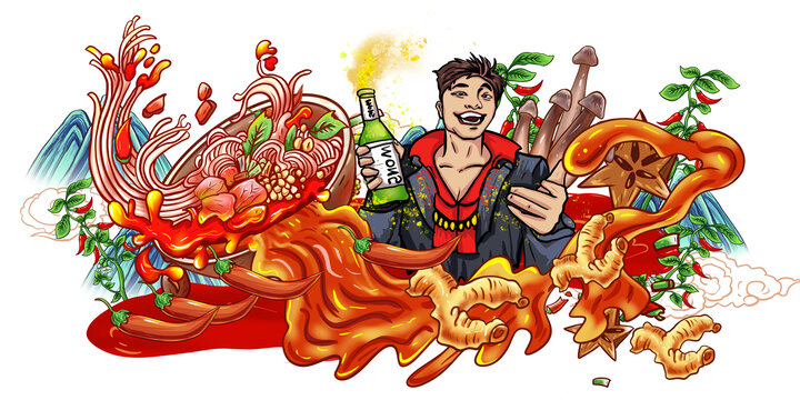 酸辣粉包裝插畫(huà)