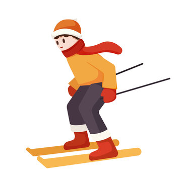 冬天滑雪人物元素