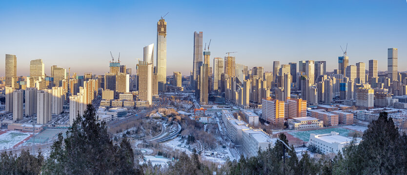 雪中的濟南CBD