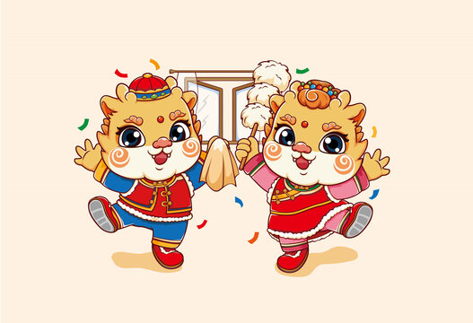 龍年年俗插畫