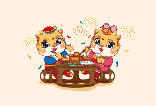 龍年年俗插畫