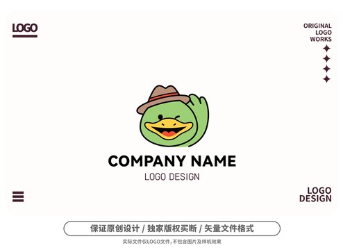 原创卡通绿头鸭logo