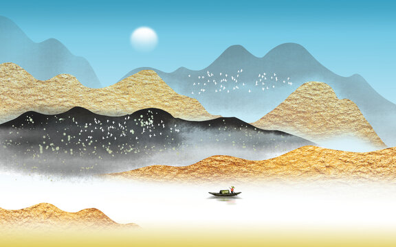 金色山水畫
