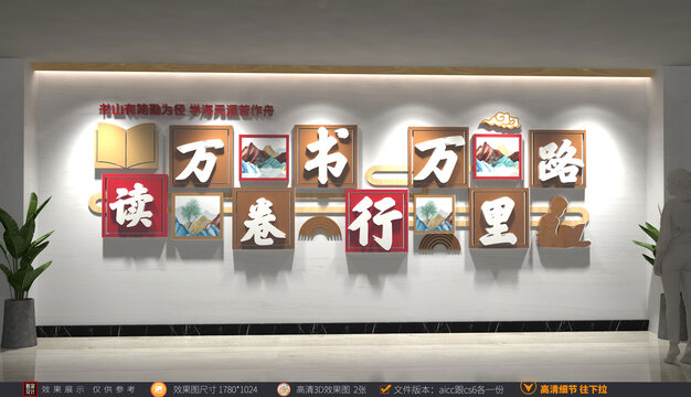 讀萬卷書行萬里路文化墻