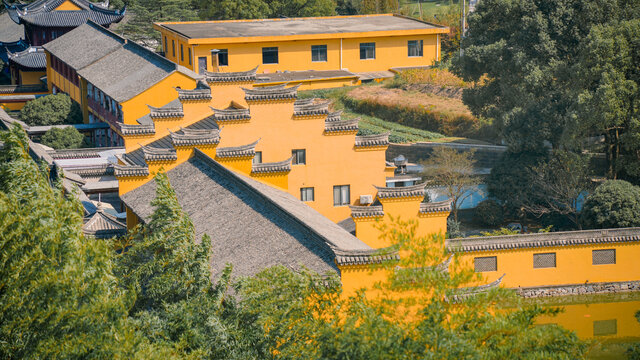 宁波奉化岳林禅寺航拍建筑