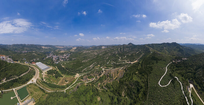 山东济南南部山区航拍全景