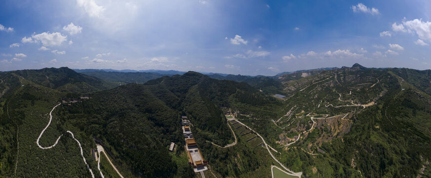 山东济南南部山区航拍全景