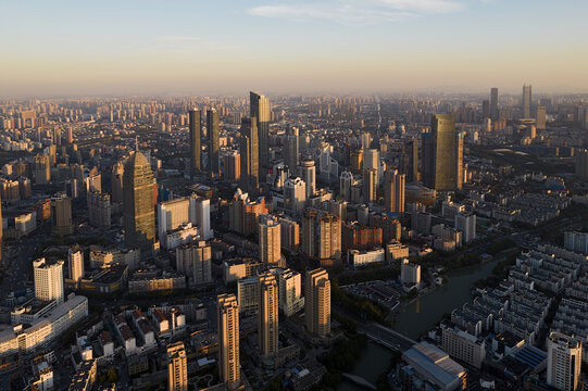 无锡三阳广场航拍城市建筑风光