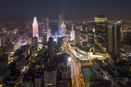 無錫市中心三陽廣場航拍夜景
