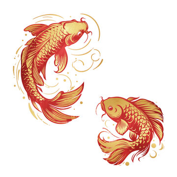 免摳傳統(tǒng)紋樣剪紙錦鯉