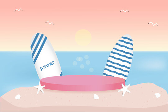 夏日海灘沖浪背景壁紙