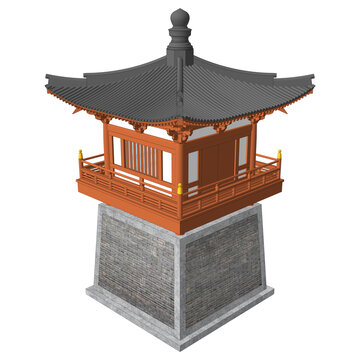 唐風(fēng)鐘鼓樓鳥瞰效果